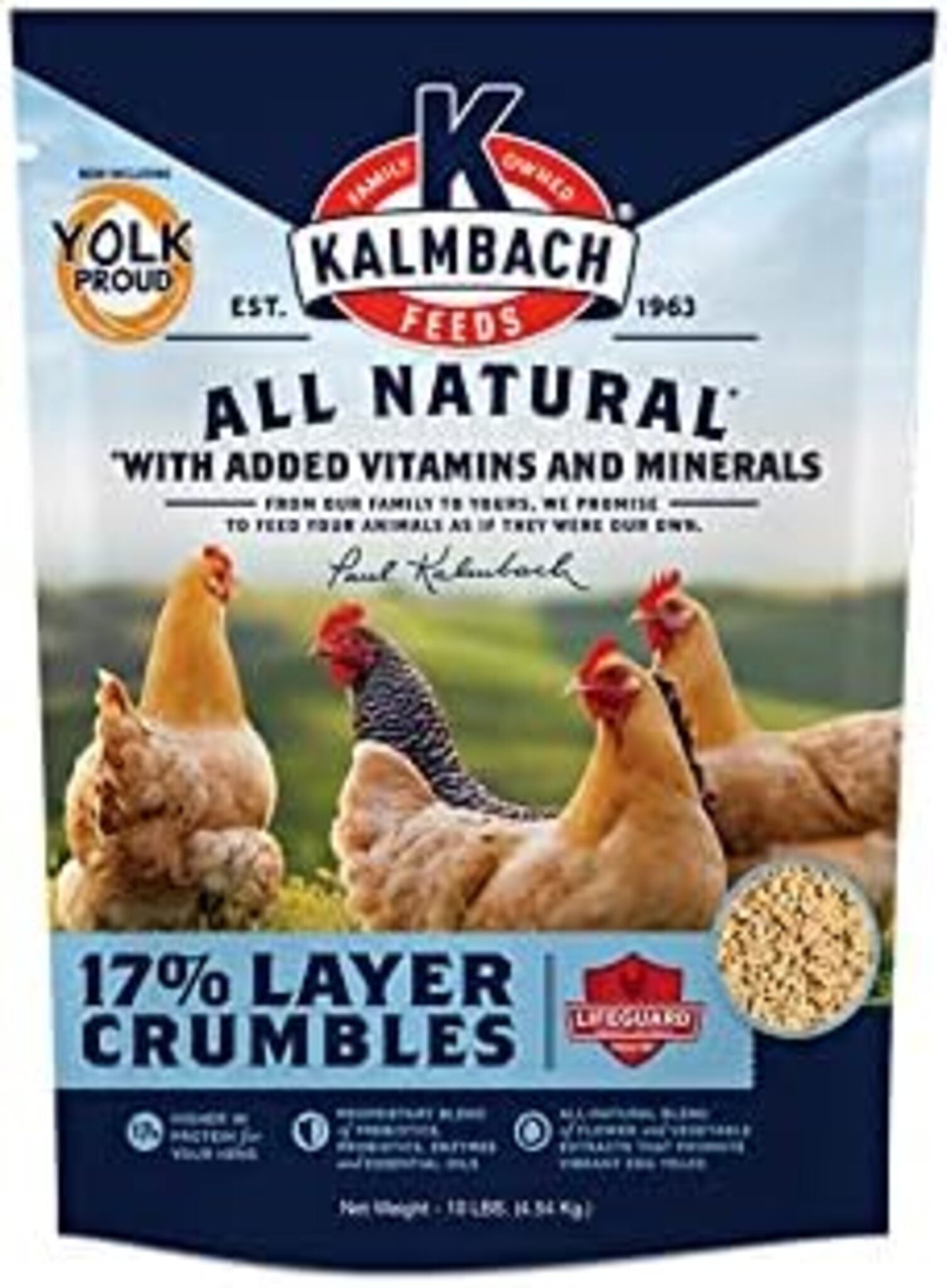 Kalmbach 17% ALL NATURAL LAYER Crumbles for Chickens - 10 lb