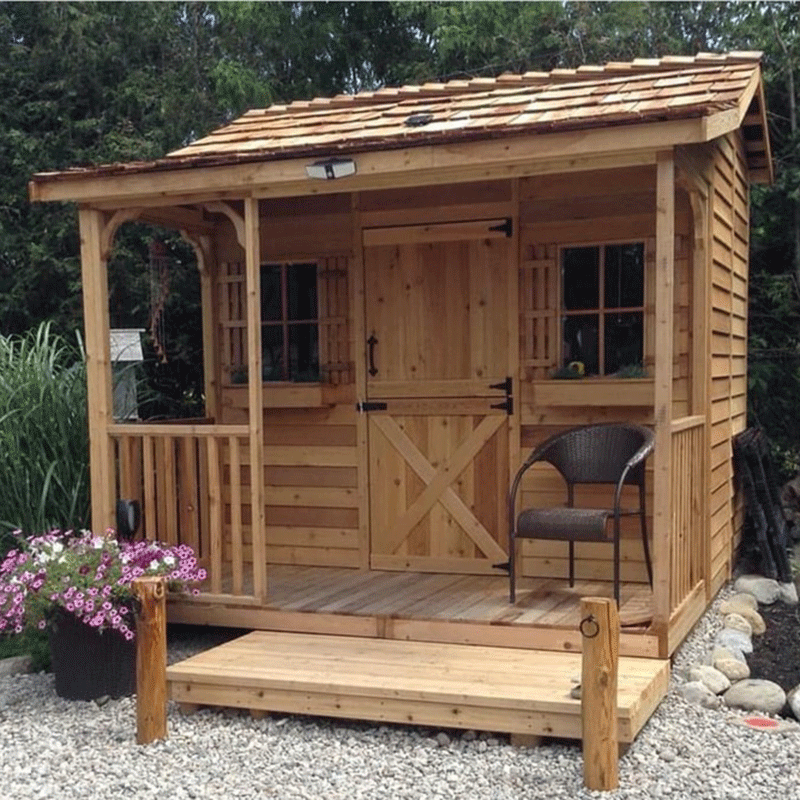 CedarShed Kids Bunkhouse front with small porch