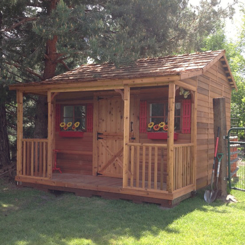 CedarShed Kids Bunkhouse red shutters