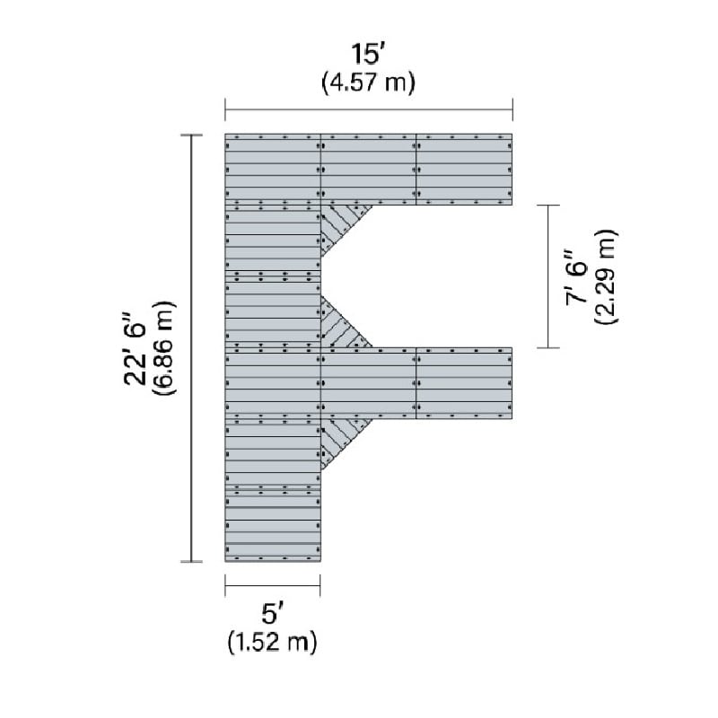 Connect-A-Dock F-Shaped Dock Bundle 1000 Series Model FPK1013 with dimensions