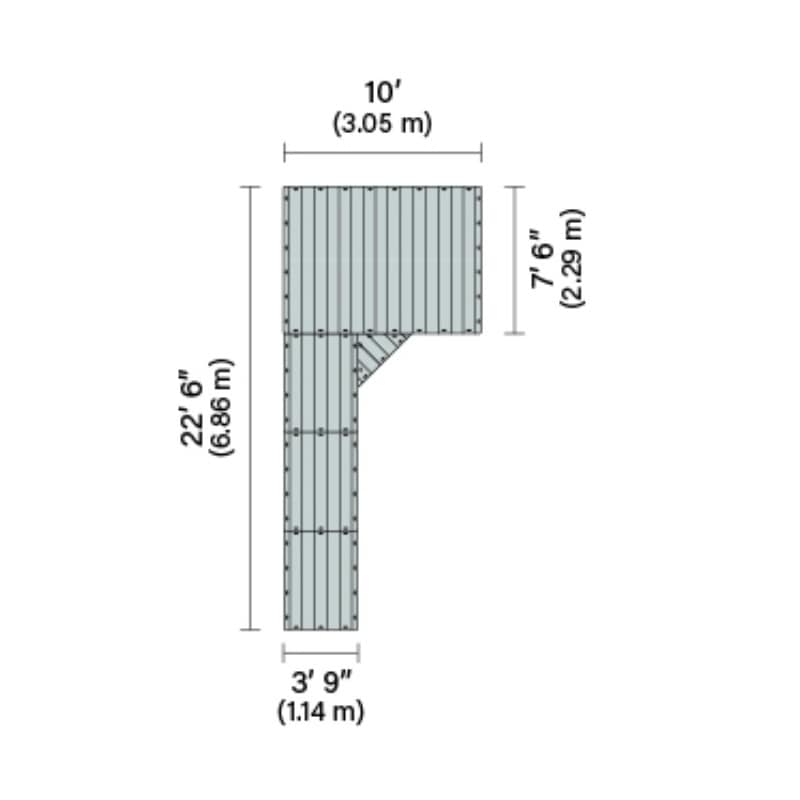 Connect-A-Dock L-Shaped Dock Bundle 1000 Series Model LPK1014 with dimensions