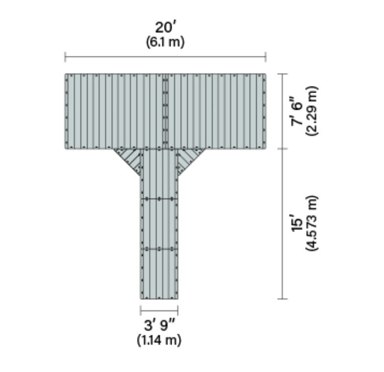 Connect-A-Dock T-Shaped Dock Kit 1000 Series Model TPK1015 with dimensions