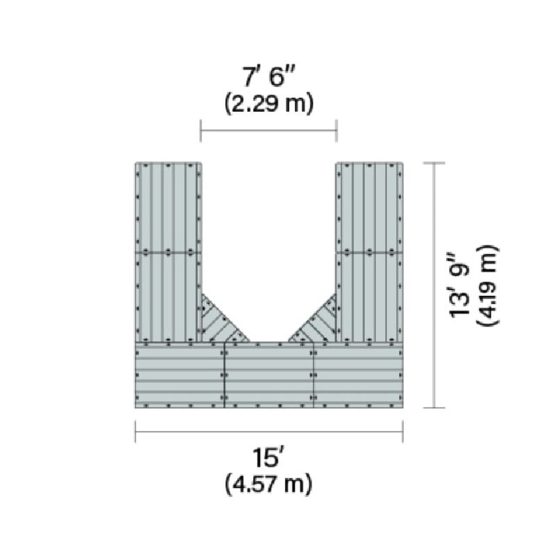 Connect-A-Dock U-Shaped Dock Bundle 1000 Series Model UPK1011 with dimensions