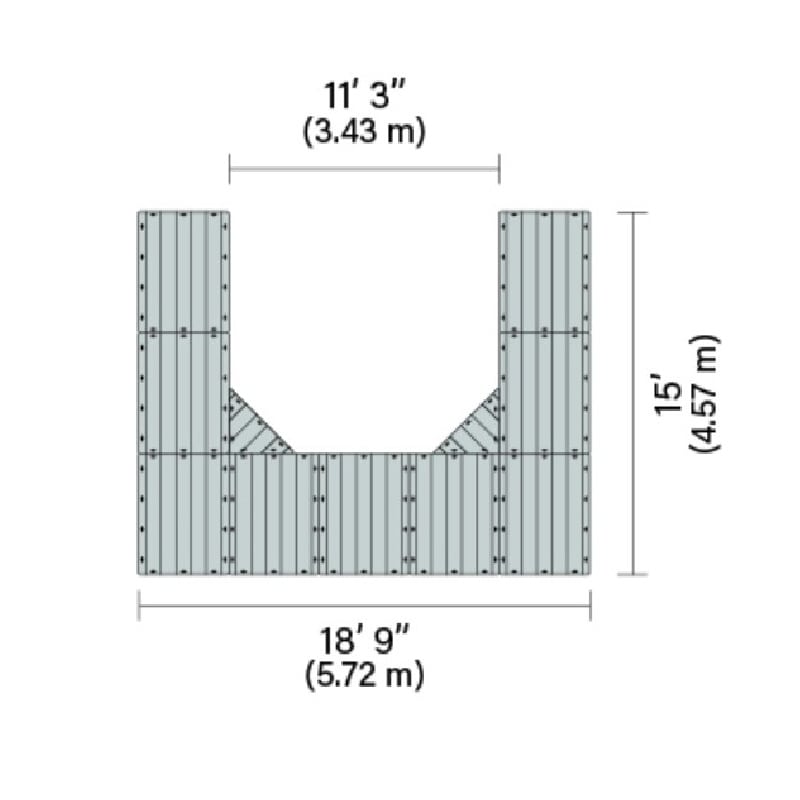 Connect-A-Dock U-Shaped Dock Bundle 1000 Series Model UPK1013 with dimensions