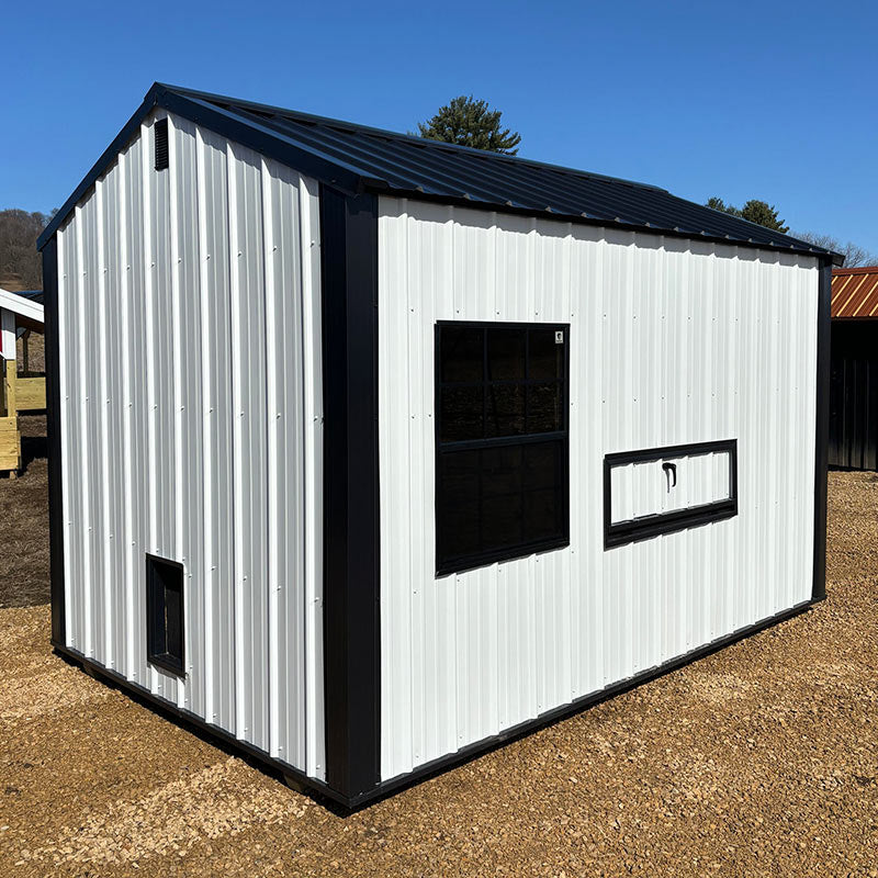Driftless Outdoors Country Coop with Feed Room 8 x 12' White side view egg