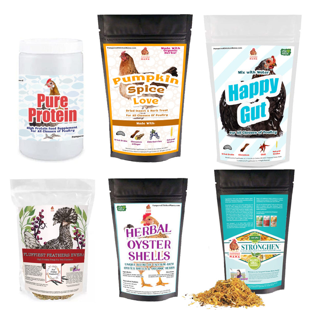 Pampered Chicken Mama Fall Support Bundle: 6 Different Fall-Themed Products For Healthy Chickens (13 Pounds Total)