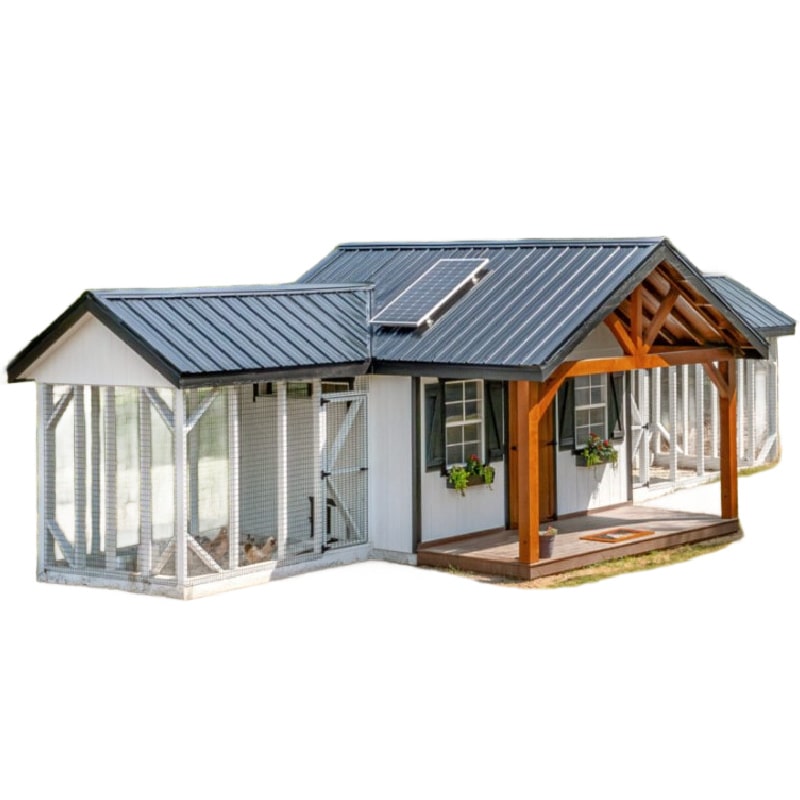 Hen House Collection Chicken Coop & 2 Runs Multibreed Coop A828CD front porch flower boxes and shutters