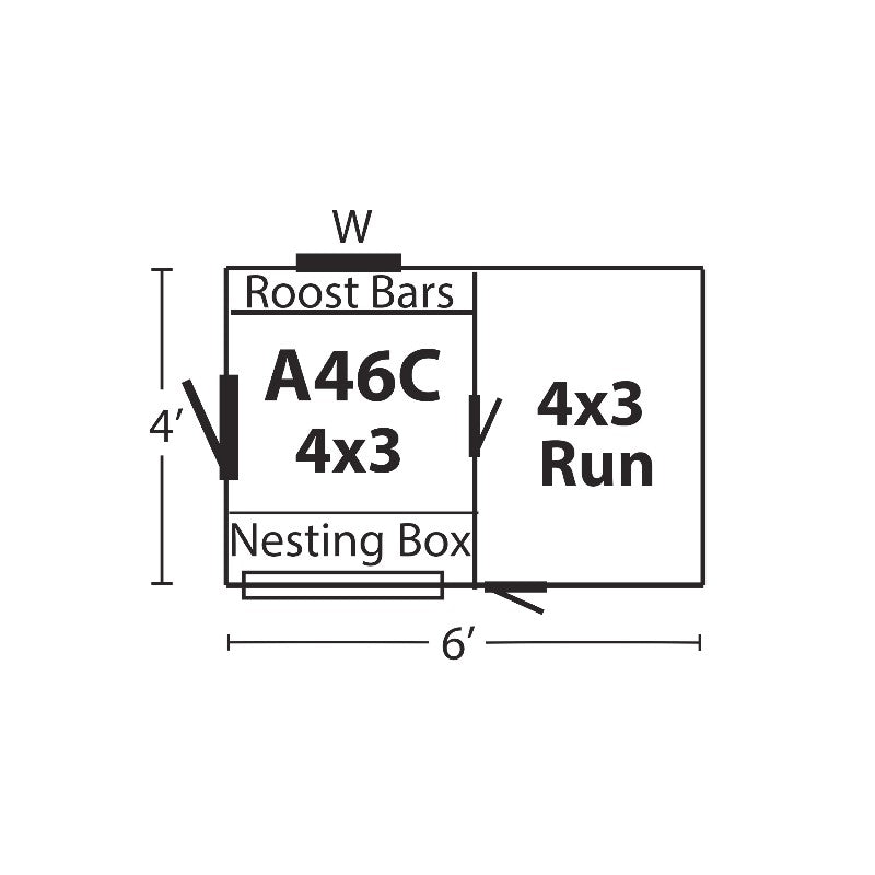 Hen House Collection Chicken Coop & Run 4 x 6' A46C dimensions