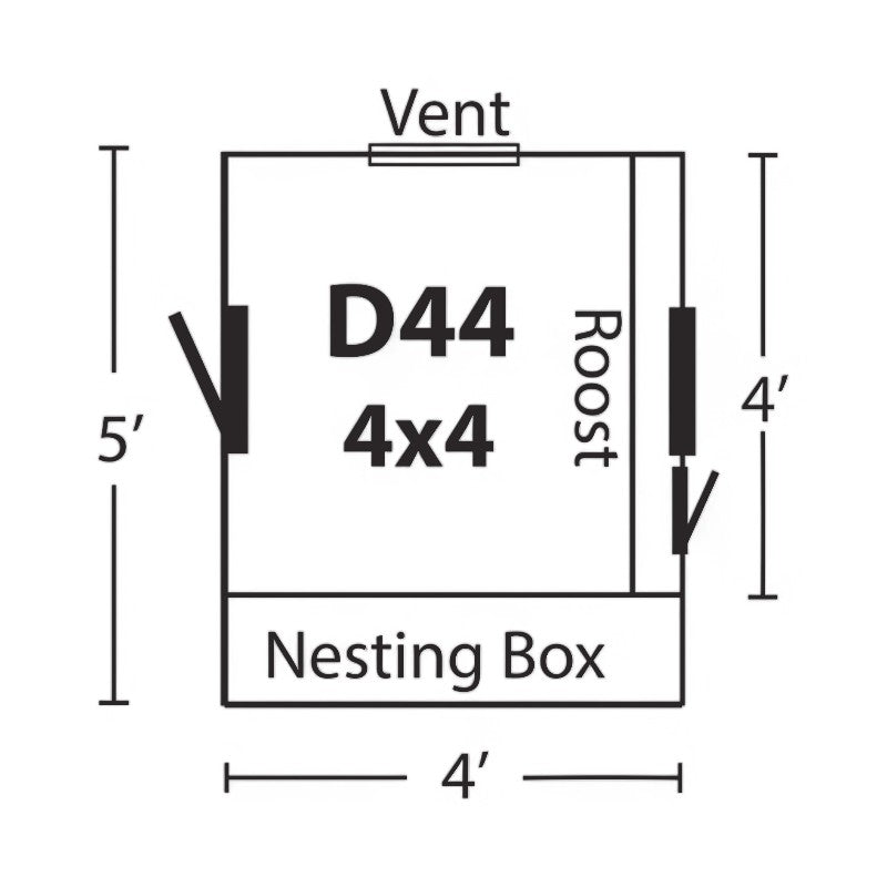 Hen House Collection Dutch Chicken Coop 4 x 4' D44 dimensions