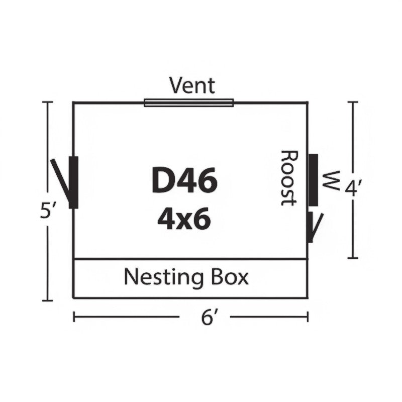 Hen House Collection Dutch Chicken Coop 4 x 6' D46 dimensions
