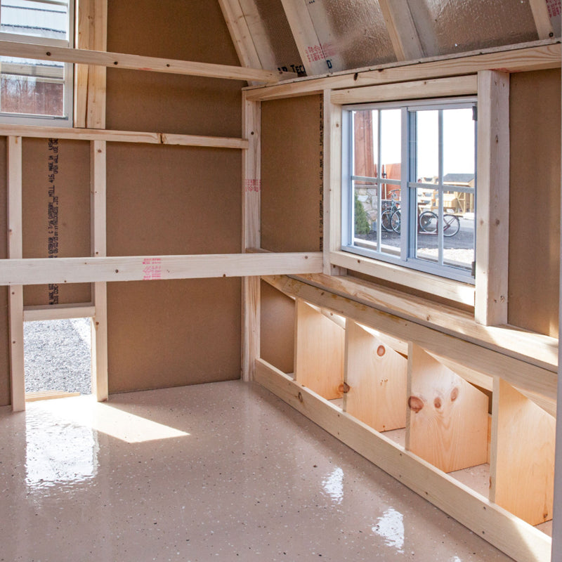 Hen House Collection Dutch Chicken Coop 4 x 6' D46 inside view with nesting boxes