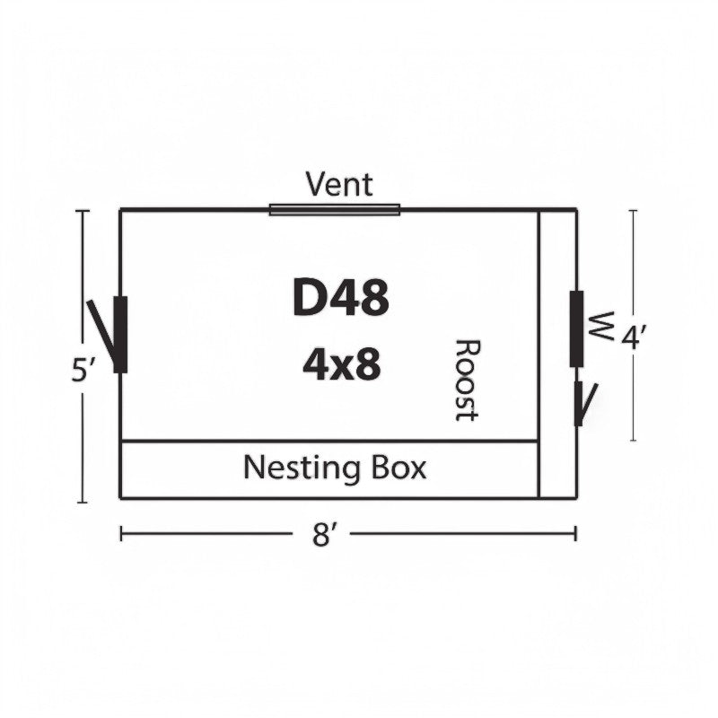 Hen House Collection Dutch Chicken Coop 4 x 8' D48 dimensions