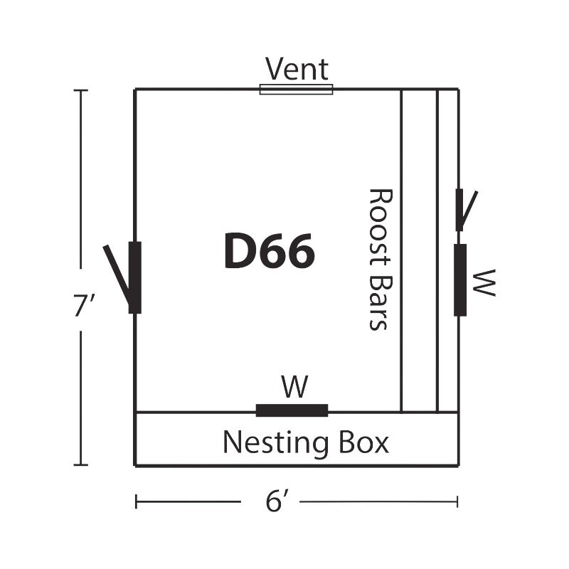 Hen House Collection Dutch Chicken Coop 6 x 6' D66 dimensions and layout
