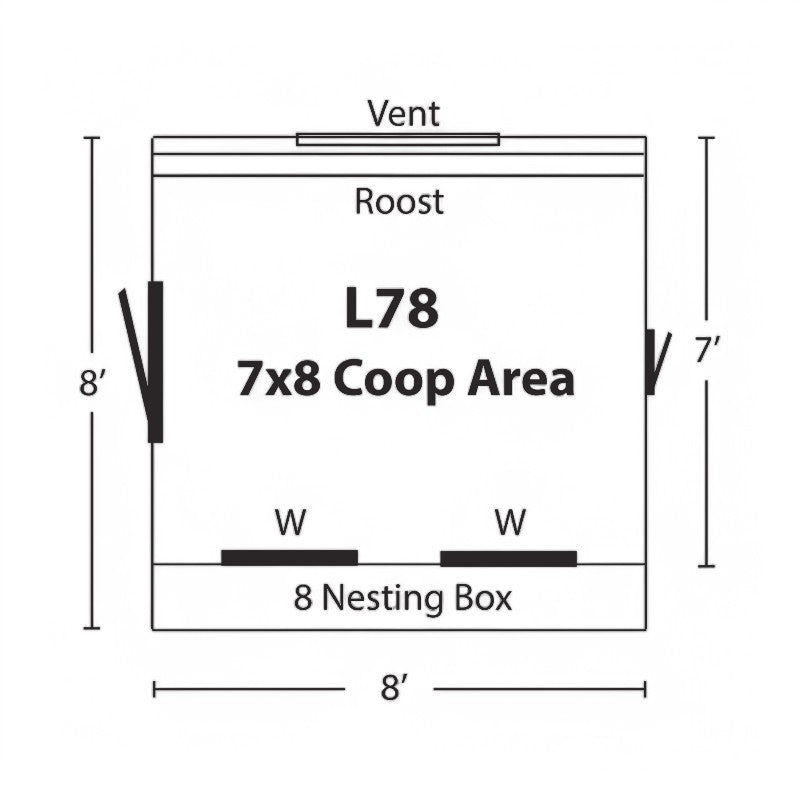 Hen House Collection Lean To Chicken Coop 7 x 8' L78 dimensions