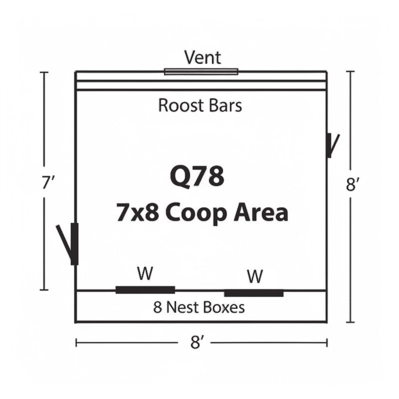 Hen House Collection Quaker Chicken Coop 7 x 8' Q78 dimensions