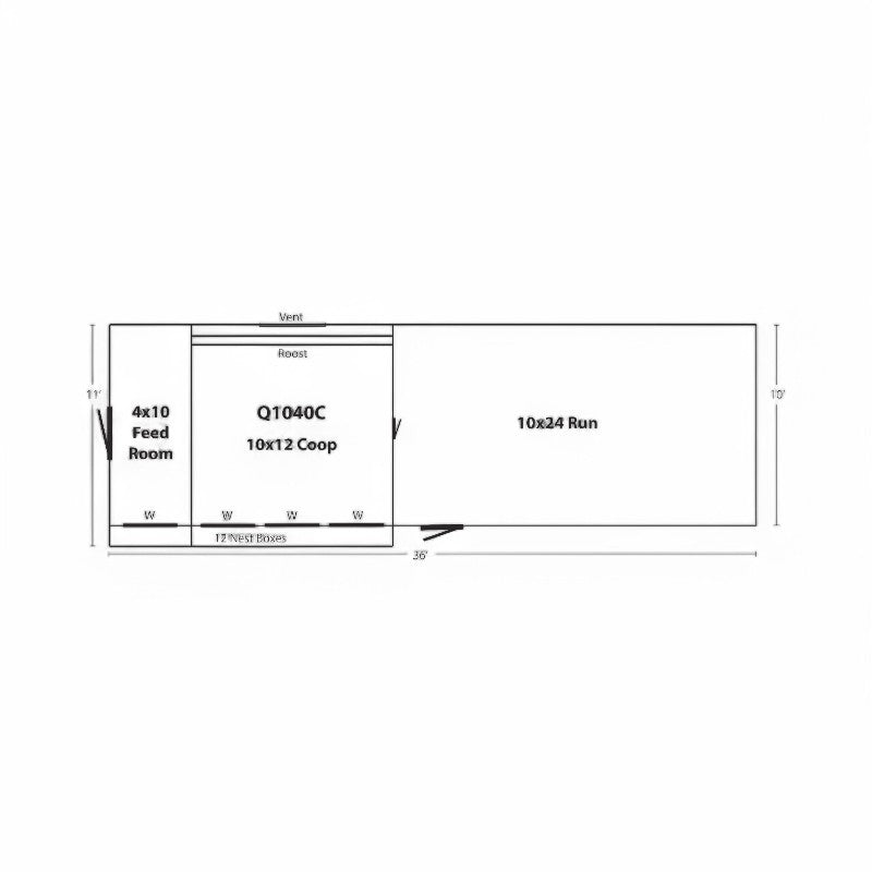 Hen House Collection Quaker Chicken Coop & Large Run Q1040C dimensions and layout