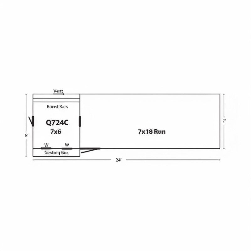 Hen House Collection Quaker Chicken Coop & Large Run Q724C dimensions