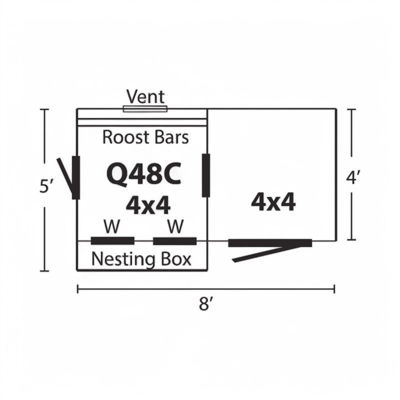 Hen House Collection Quaker Chicken Coop & Run Q48C dimensions