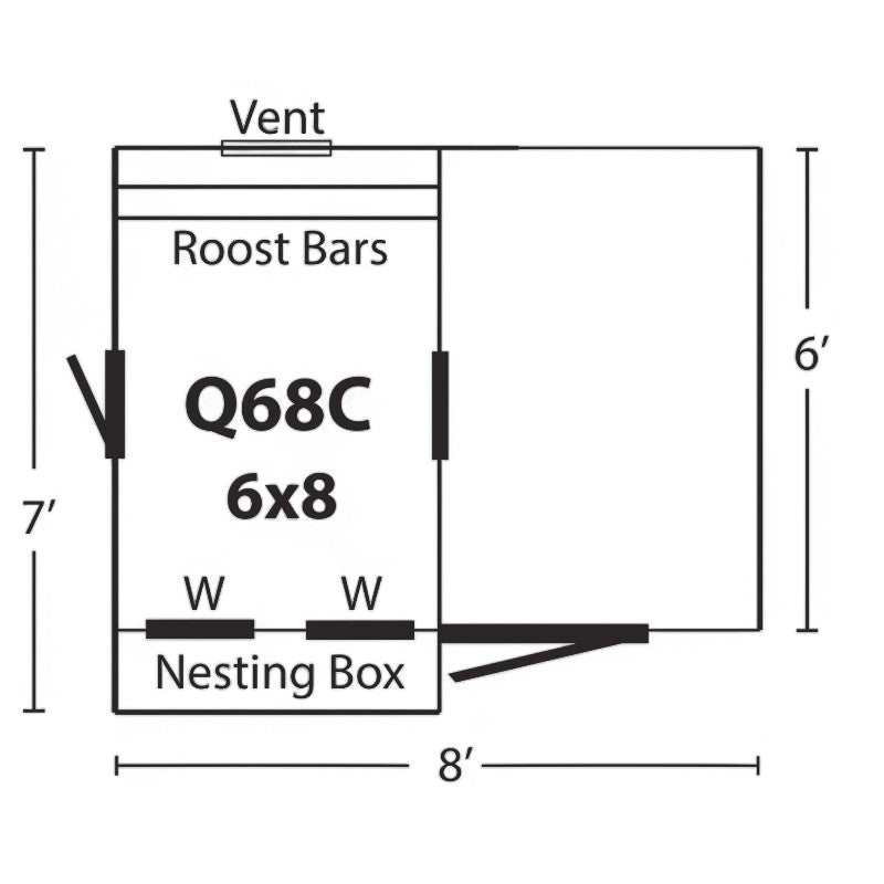 Hen House Collection Quaker Chicken Coop & Run Q68C dimensions