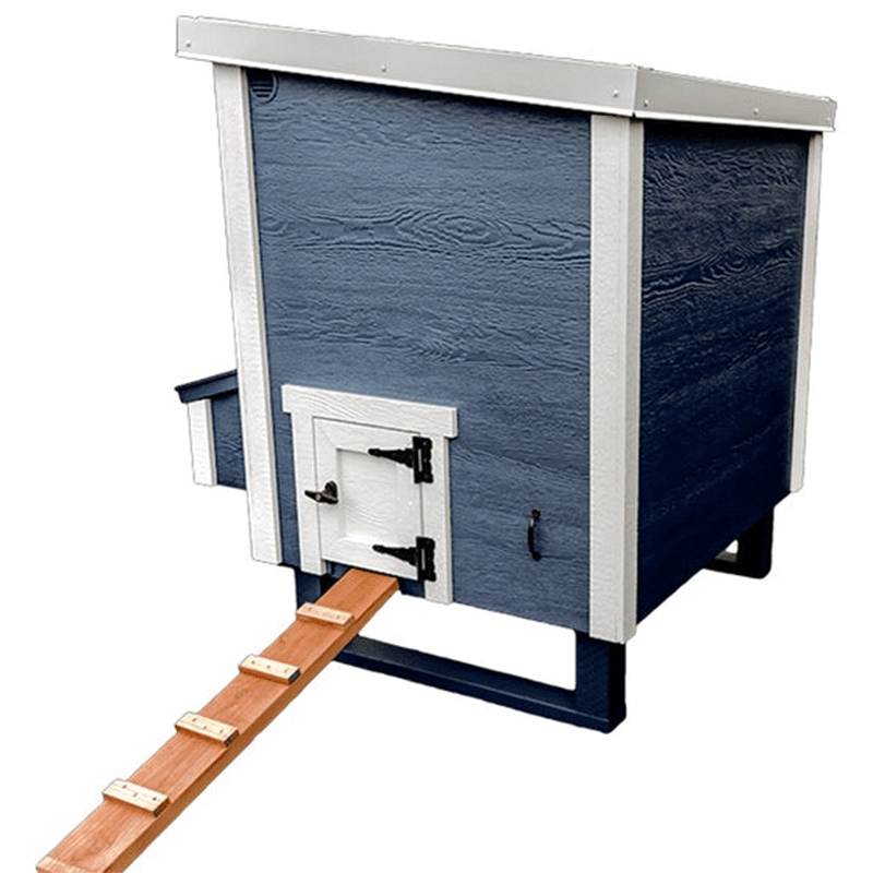 OverEZ Chicken Coop Medium with Wheels blue chicken door