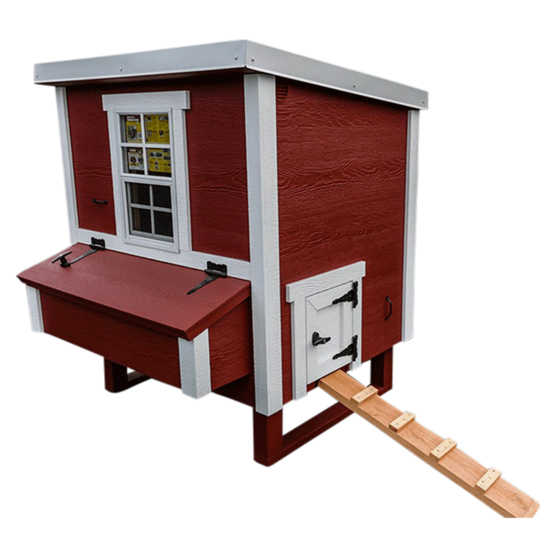 OverEZ Chicken Coop Medium with Wheels red side