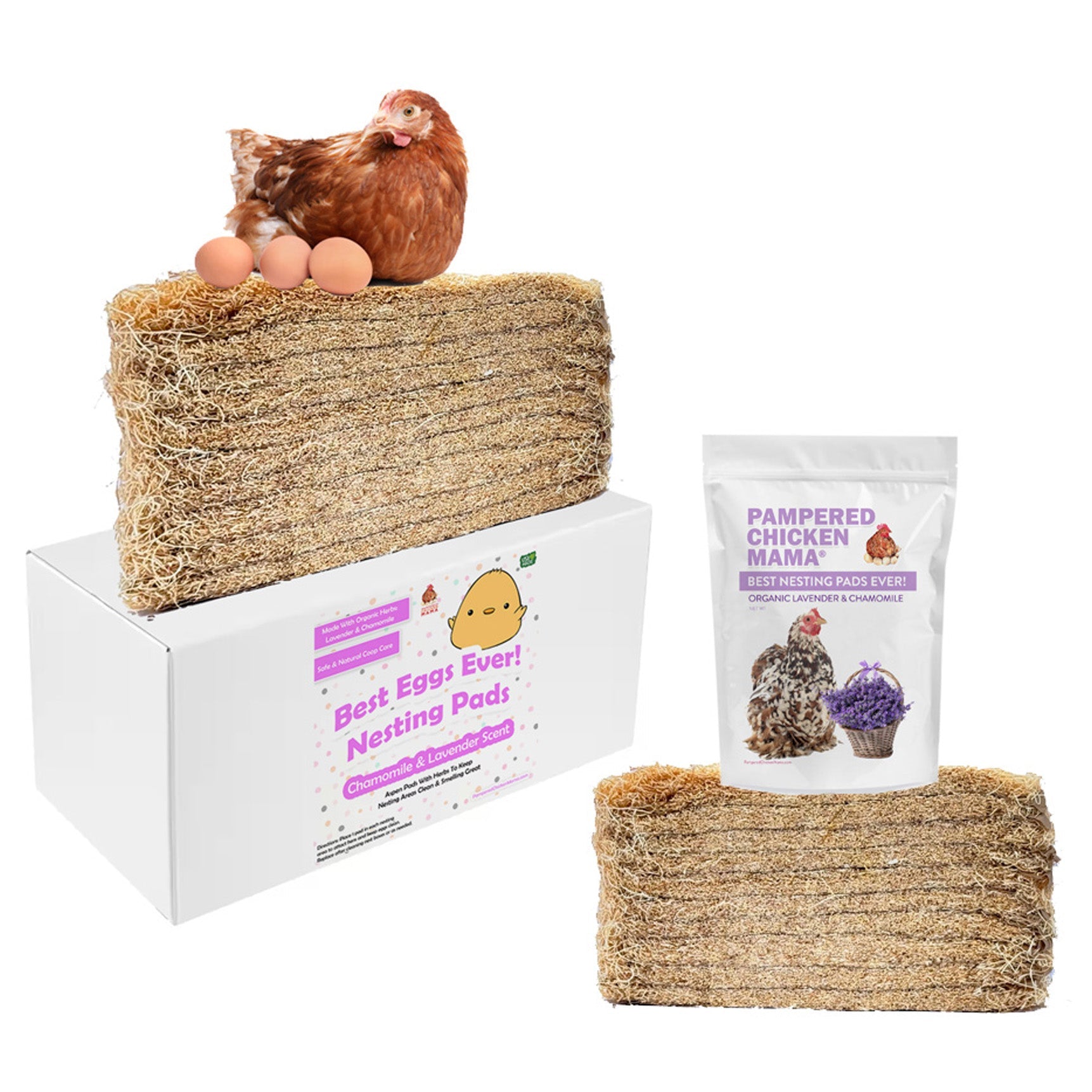 Pampered Chicken Mama Best Eggs Ever! Aspen Chicken Nesting Pads with Herbs with Lavender & Chamomile