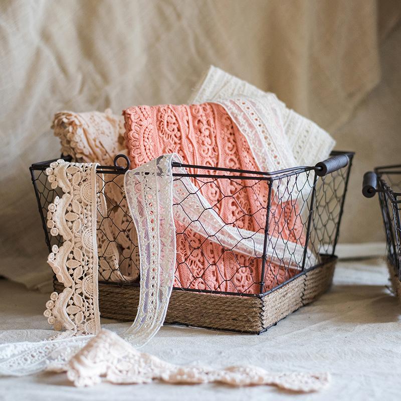 RusticReach Egg Carrying Basket - Wire With Hemp Rope Bottom Rectangular