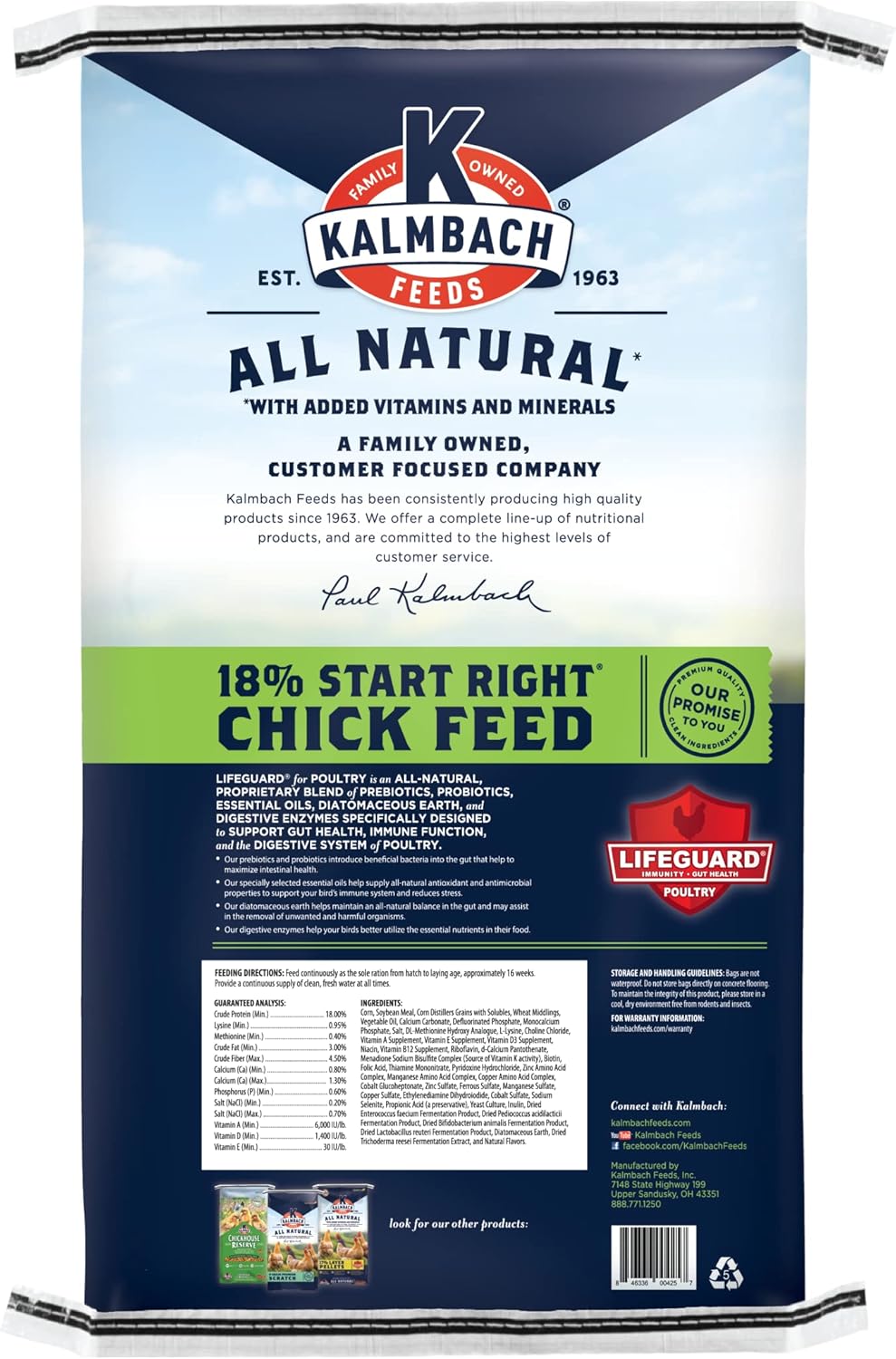 Kalmbach 18% All Natural Start Right Chick Crumbles - 25 lb