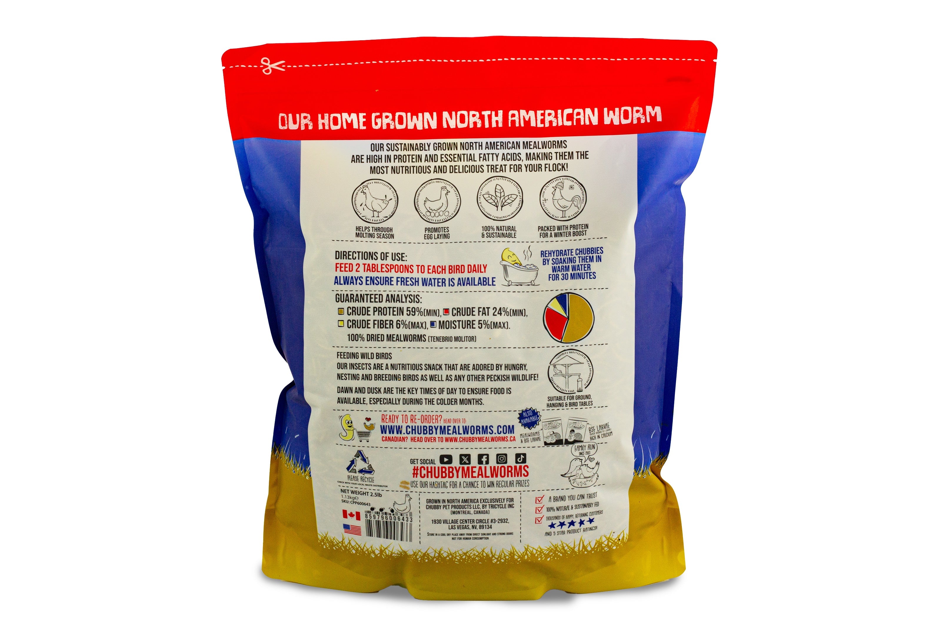 Chubby North American Dried Mealworms 2.5Lbs (Montreal Grown) Non-GMO