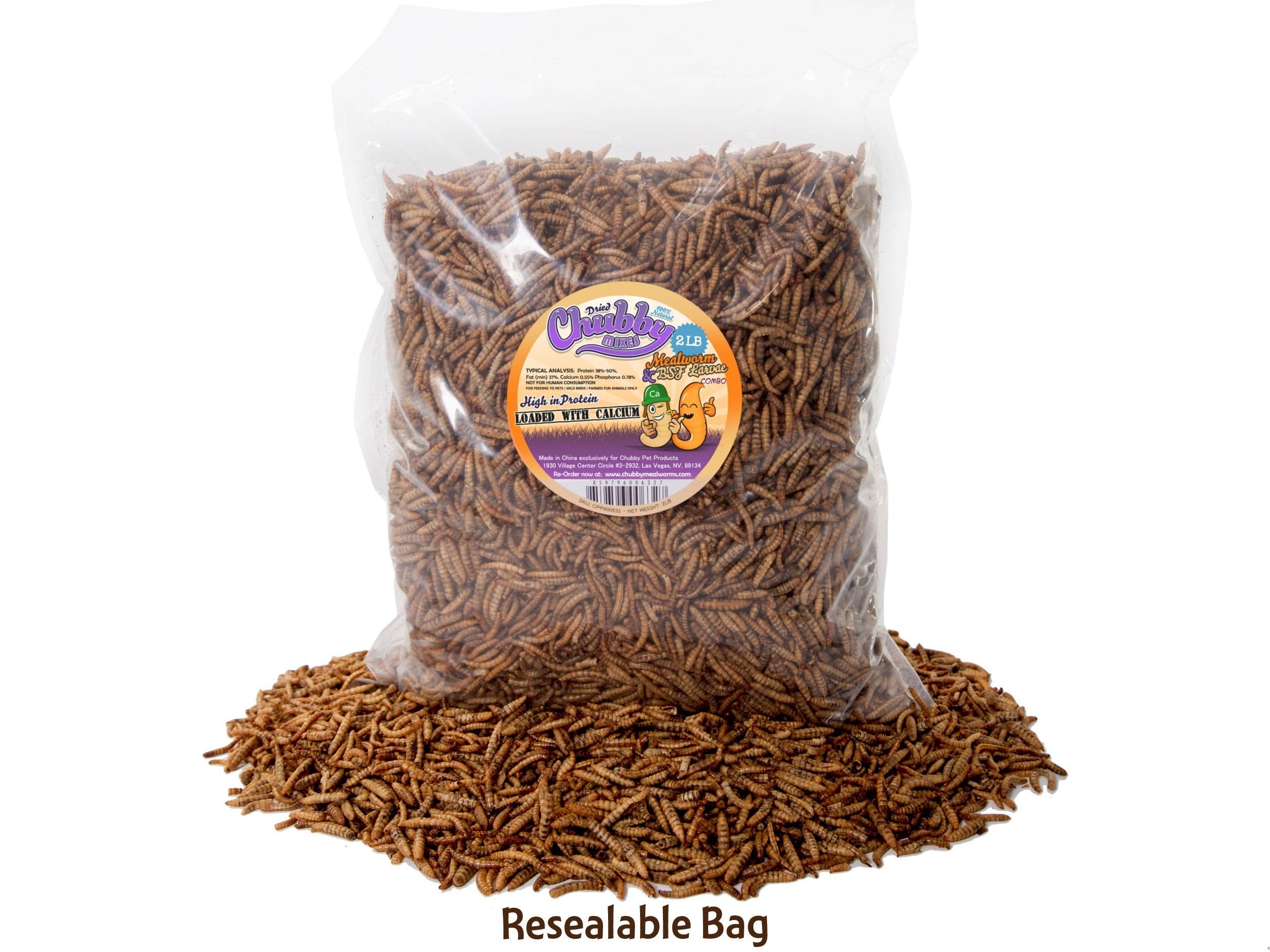 Chubby Mix 2lb (Mealworm & Black Soldier Fly Larvae Combo)