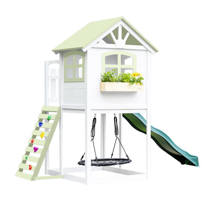2MamaBees Londyn Playhouse & Swing Pastel Colors Garden Green