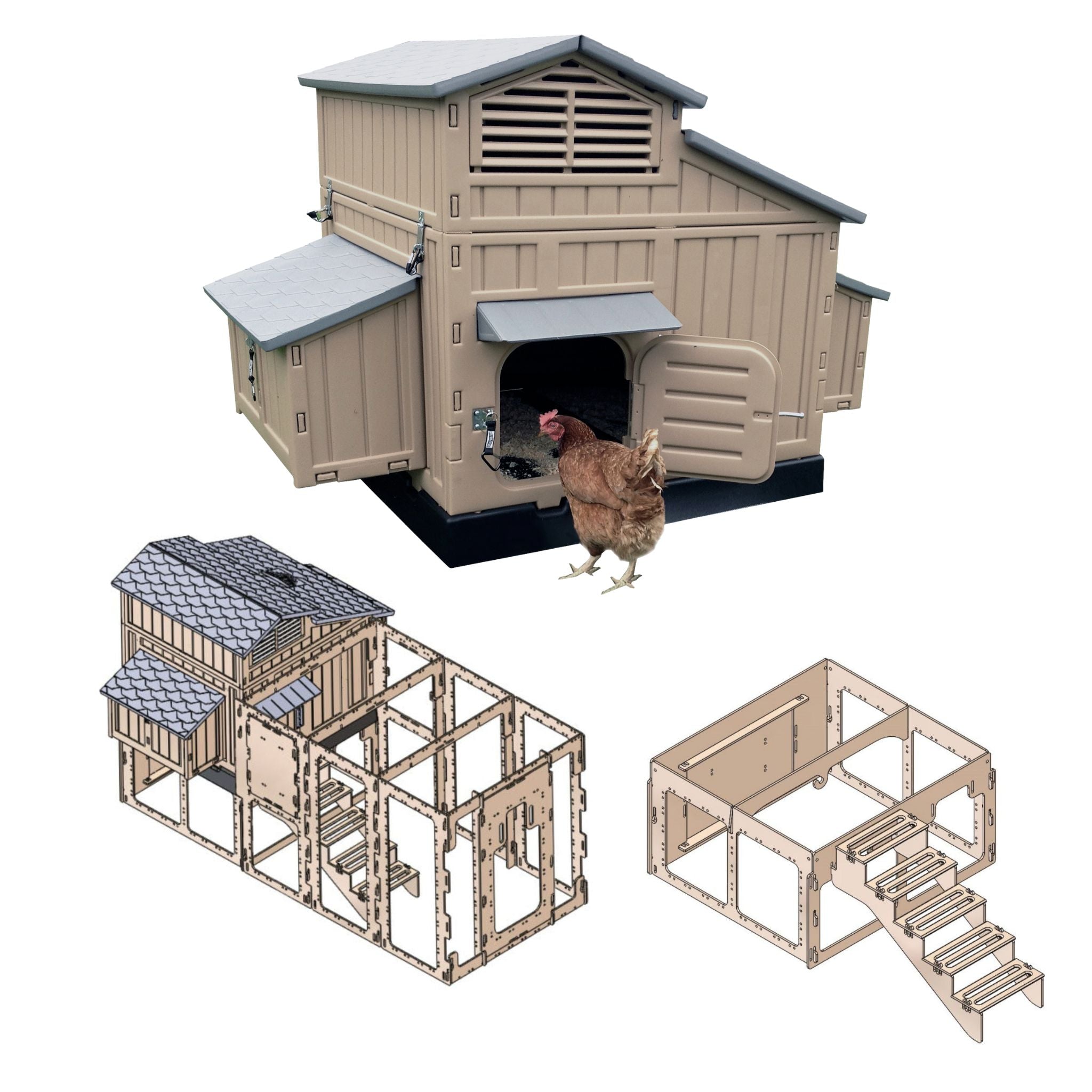 Snaplock by Formex Large Chicken Coop with Stand and Stairs & Run - Combo Kit