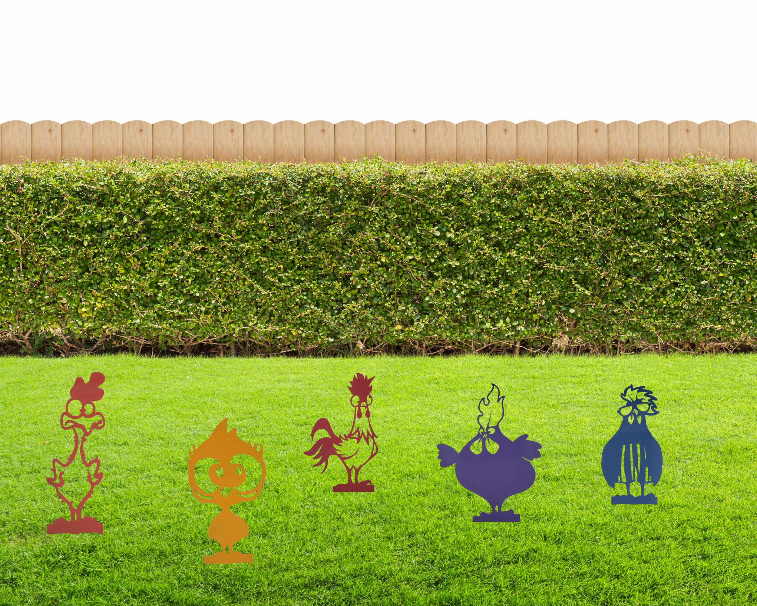 The Metal Peddler Chickens Yard & Garden Stakes flower beds and yard art