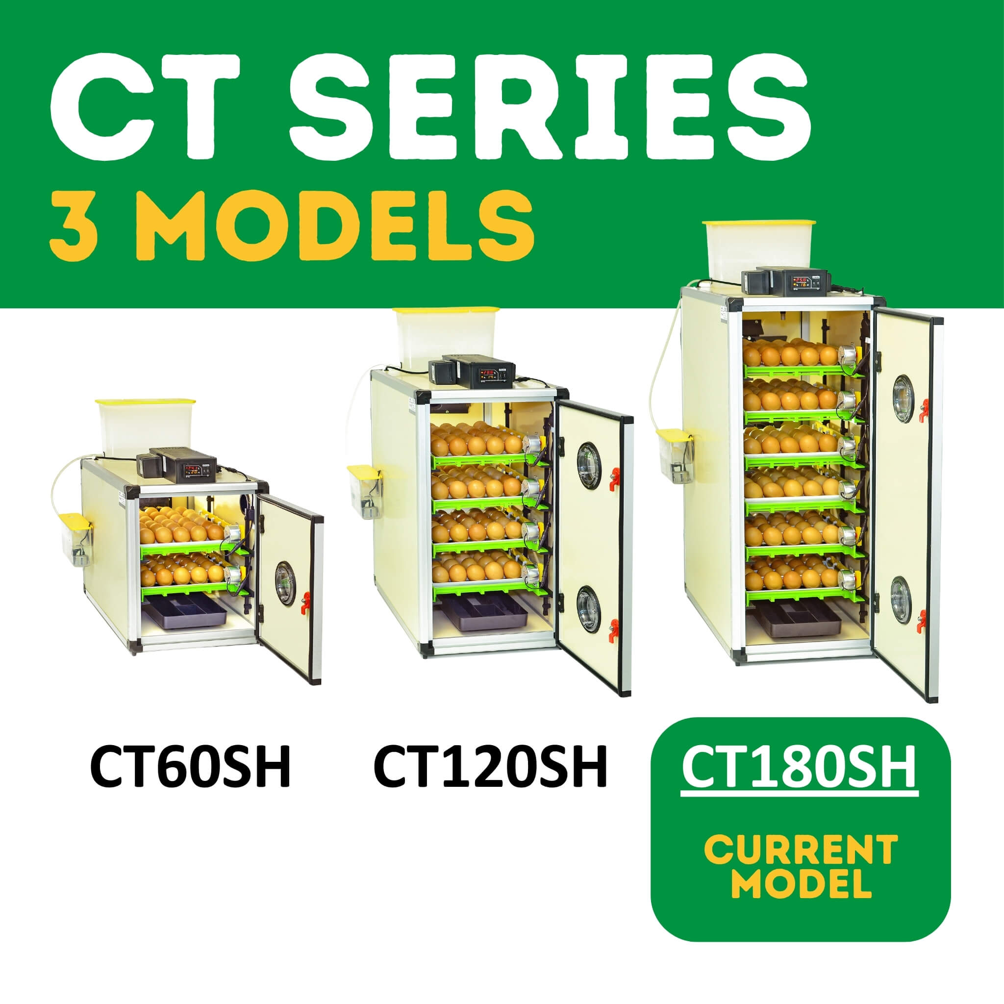 Cimuka CT180 SH - Egg Incubator - Setter & Hatcher comparison of Cimuka CT Series Models