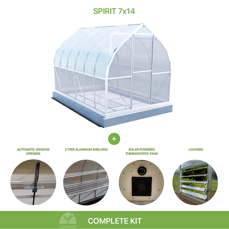 ClimaPod Spirit Greenhouse Complete Kit with Sliding Door