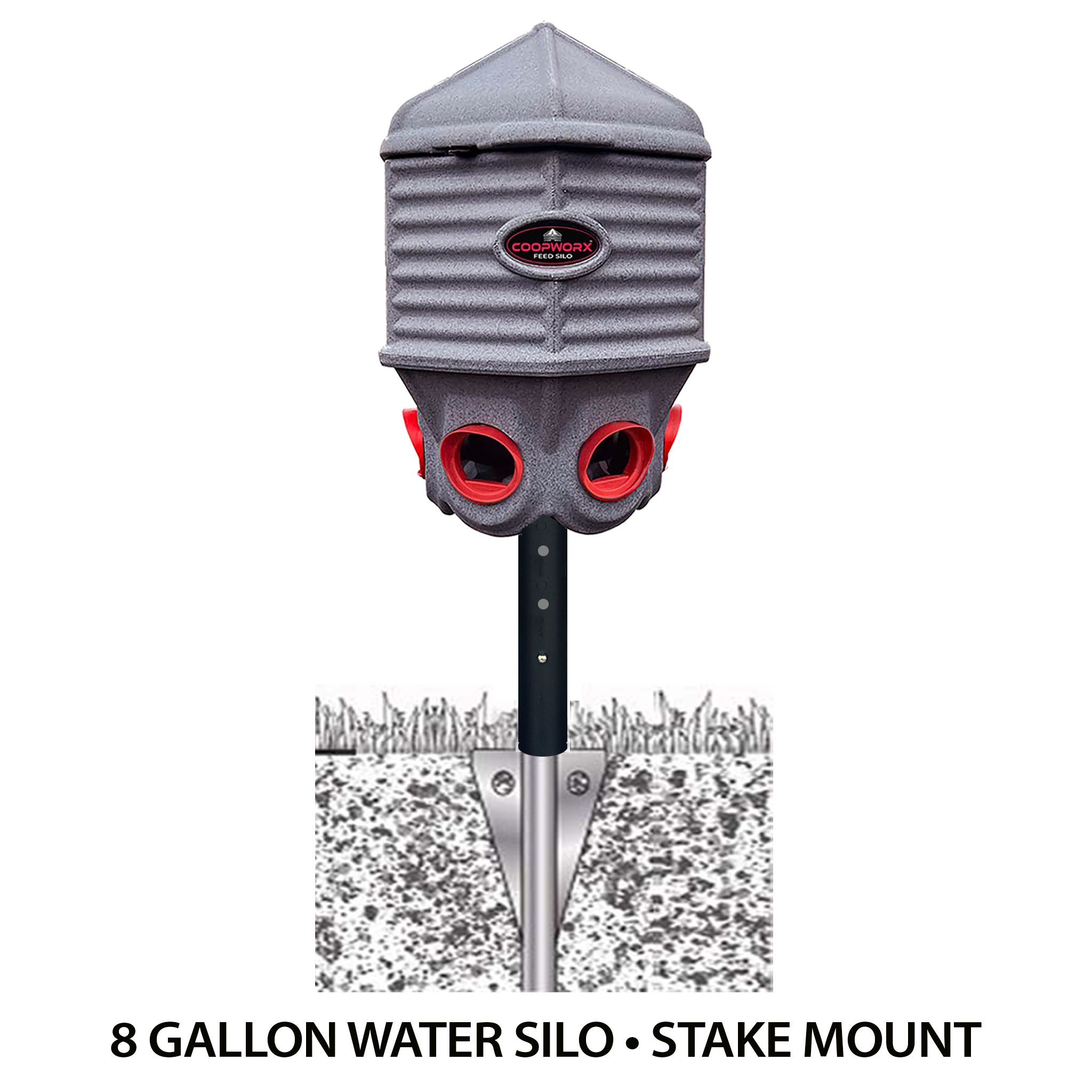 CoopWorx 40 lb Feed Silo with Optional Base Styles 8 gallon water silo