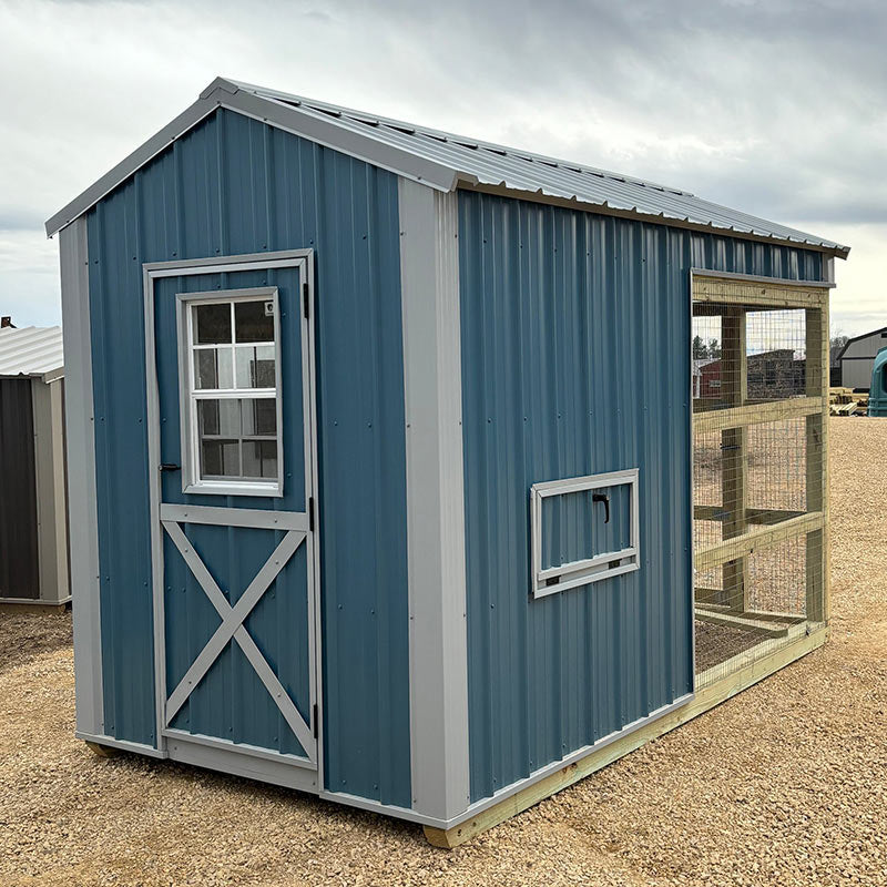 Driftless Outdoors Countryside Chicken Coop 6x12' ocean blue