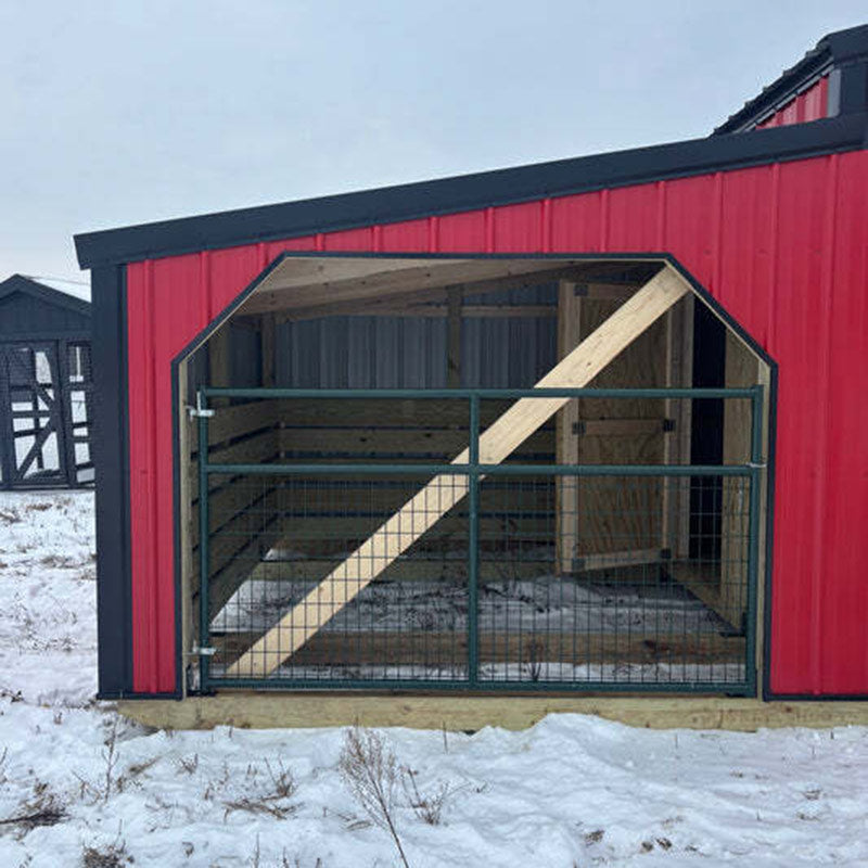 Driftless Outdoors 12’ x 30’ Kentucky Style Barn red and black stall