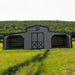 Driftless Outdoors 12’ x 30’ Kentucky Style Barn gray and black front