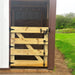Driftless Outdoors 8’ x 8’ Shelter with Gate white and brown close up of gate