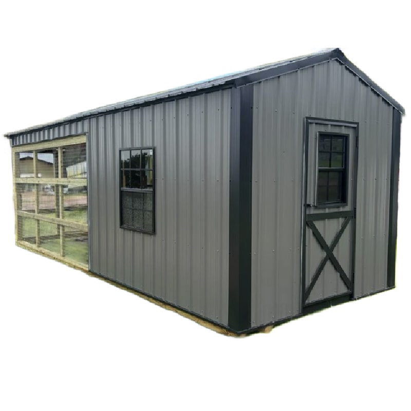 Driftless Outdoors 8’ x 22’ Country Chicken Coop gray and black