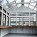 Driftless Outdoors Horizon Greenhouse inside view of windows, shelves and roof