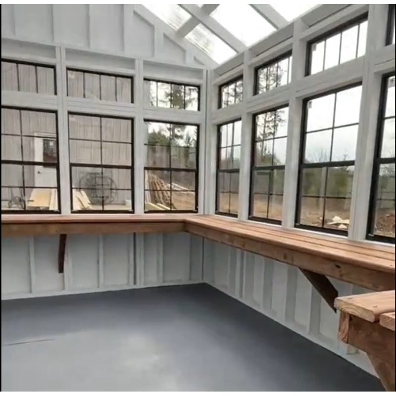 Driftless Outdoors Horizon Greenhouse inside view with shelves