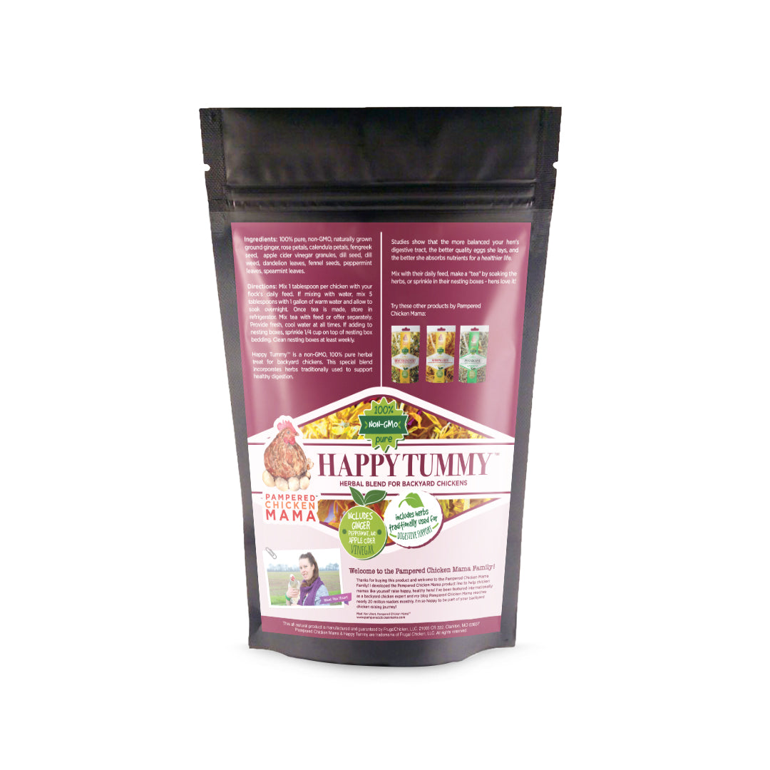 Pampered Chicken Mama Happy Tummy Herbal Treat & Coop Herbs For Pet Chickens With Spearmint, Dill, Roses, Calendula, & Fenugreek