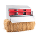 HenGear Nesting Box Medium Rollout & Reversible Design with dimensions on hay bail