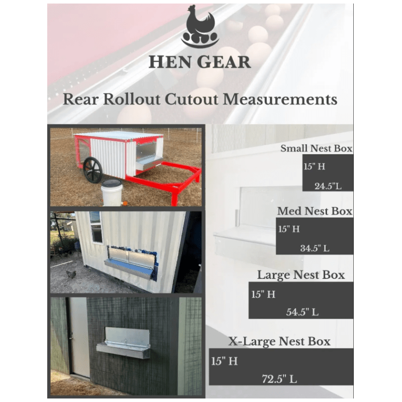 HenGear Nesting Box Small Rollout & Reversible Design back measurements dimensions