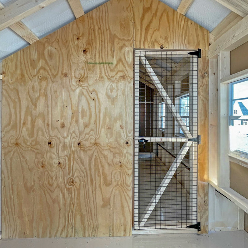 Hen House Collection A-Frame Chicken Coop & Center Feed Room A1224 inside central feed room