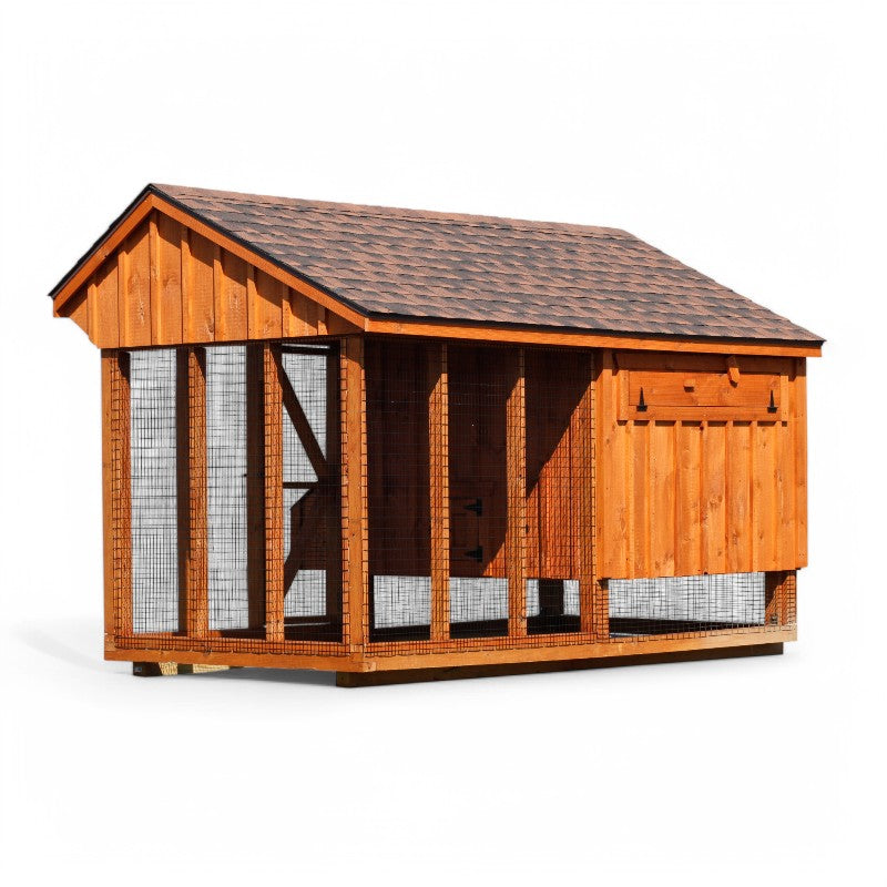 Hen House Collection Quaker Chicken Coop & Run Q612C board and batten back