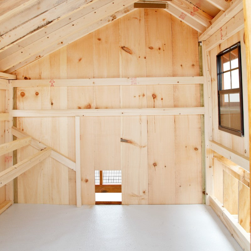 Hen House Collection Quaker Chicken Coop & Run Q612C inside view with chicken door to run