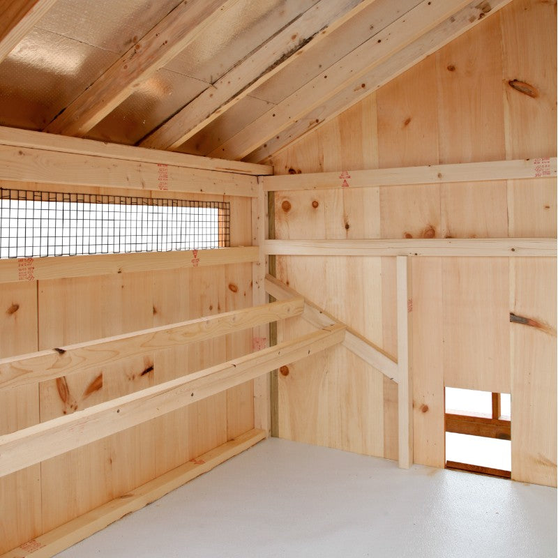 Hen House Collection Quaker Chicken Coop & Run Q612C inside view with roost bars